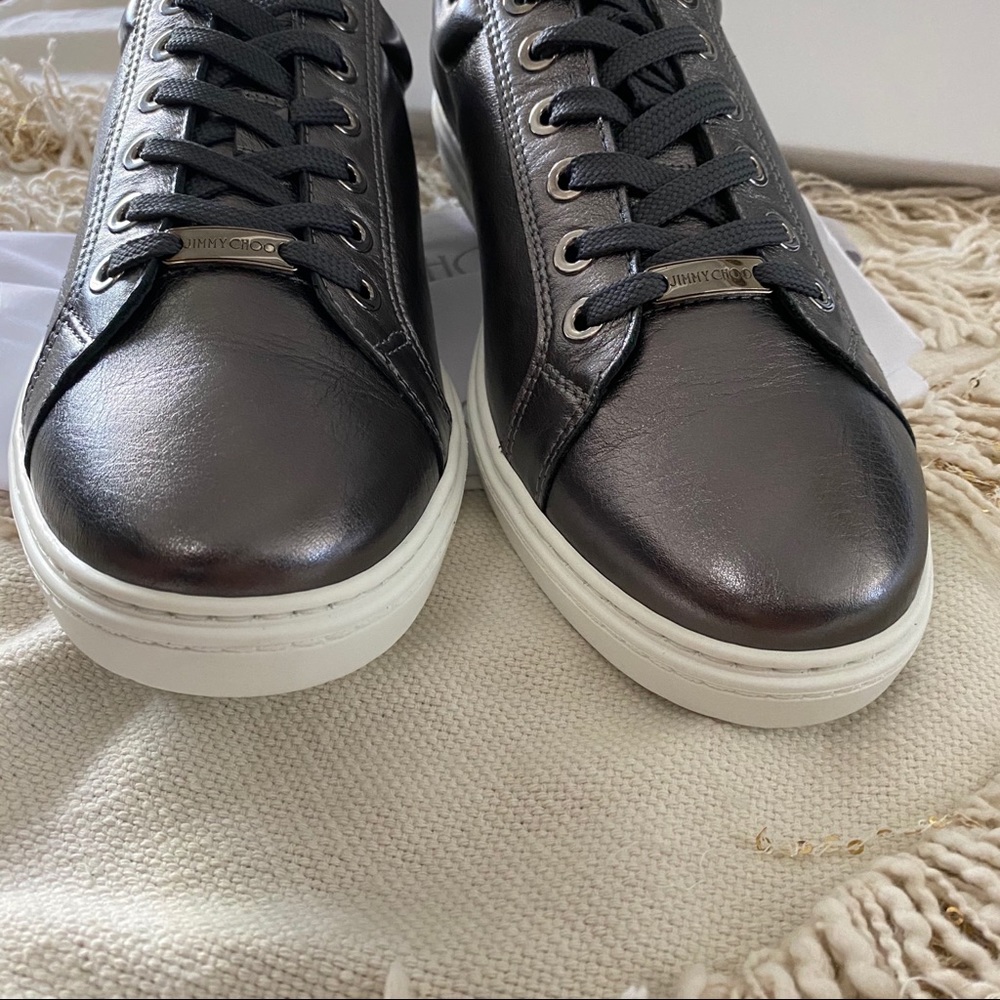 Jimmy Choo Men's Black Leather Sneakers - Picture 4 of 8